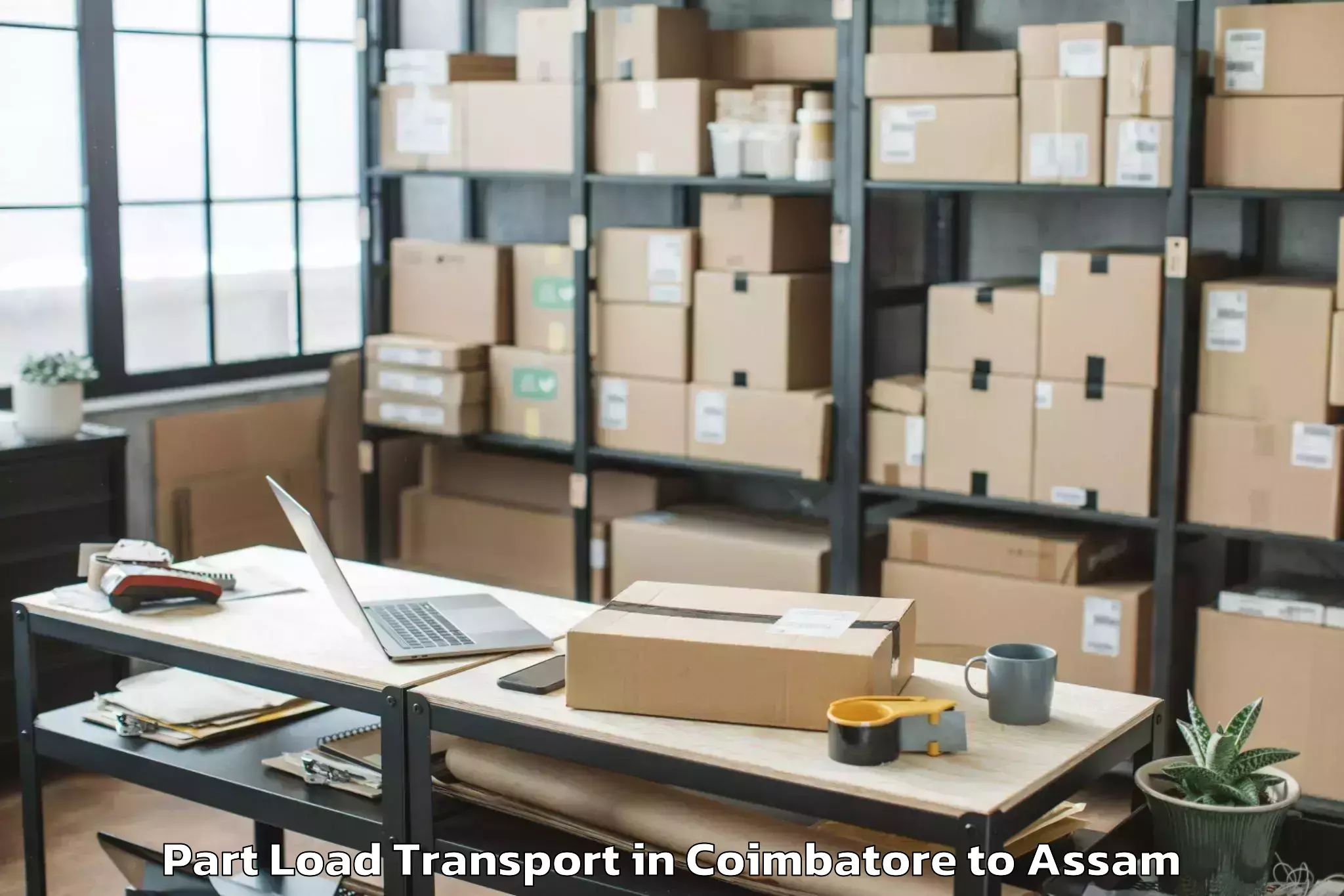 Easy Coimbatore to Kharupatia Part Load Transport Booking